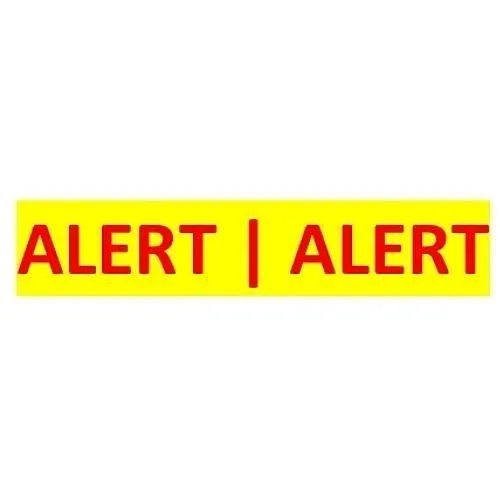 SigCom 880-0047-Y Label for SPECTRUM Pull Stations "ALERT ALERT", Red Text, Yellow Label