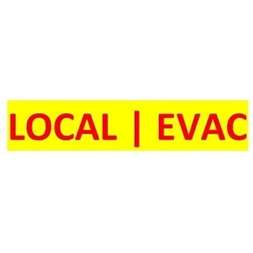 SigCom 880-0048-Y Label for SPECTRUM Pull Stations "LOCAL EVAC", Red Text, Yellow Label