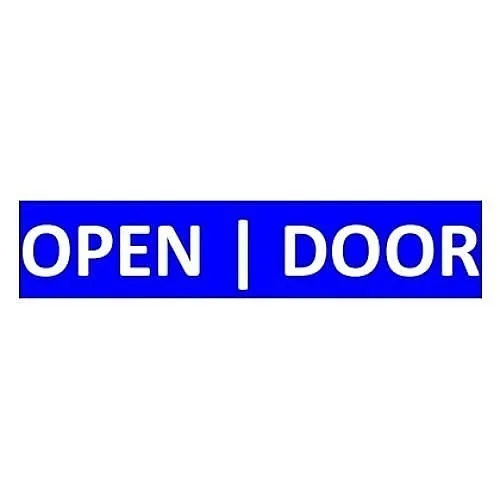 SigCom 880-0050-B Label for SPECTRUM Pull Stations "OPEN DOOR", White Text, Blue Label