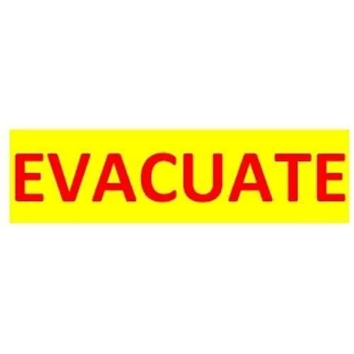 SigCom 880-0054-Y Label for SPECTRUM Pull Stations Lower Section "EVACUATE", Red Text, Yellow Label