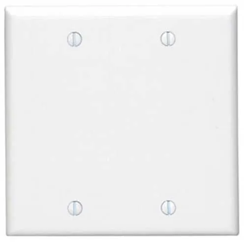 Leviton 88025 2-Gang No Device Blank Wall Plate, Standard Size, Thermoset, Box Mount, White