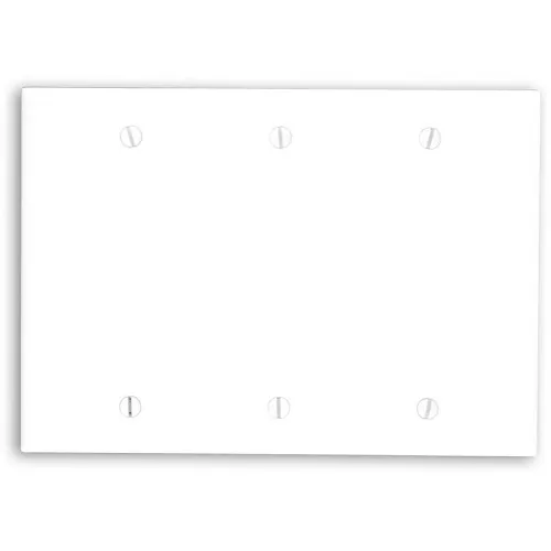 Leviton 88033 3-Gang Blank Wall Plate, Standard Size, Thermoset, White