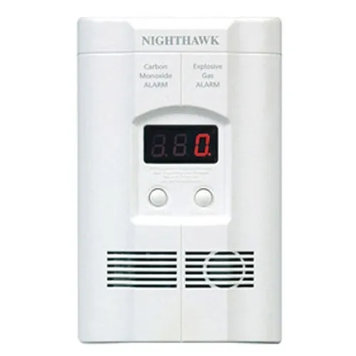 Kidde 900-0113-02 Nighthawk Gas Detector CO and Smoke with LED Display and Battery Backup, 9V DC