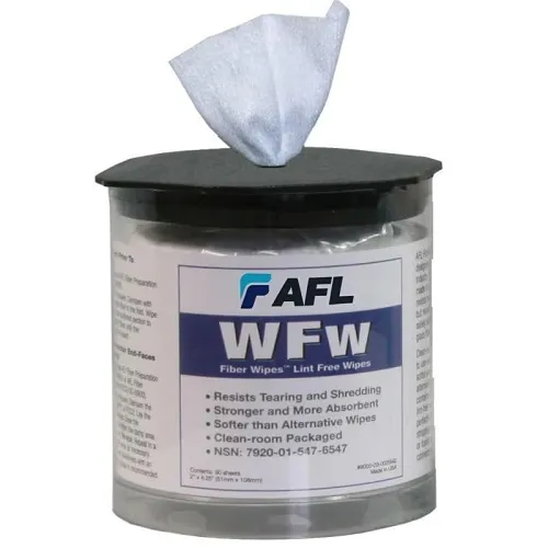 AFL 9000-03-0025MZ Fiber Optic Cleaning Kit, Fiber Wipes Tub with 90 Wipes