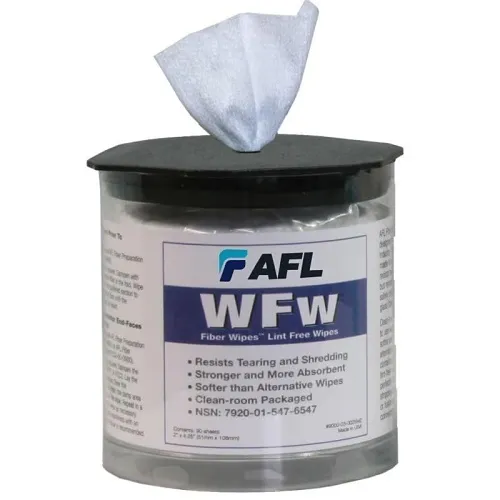 AFL 9000-03-0026MZ FiberWipes and FiberAide Connector Cleaning Wipes, Mini-Tub, White