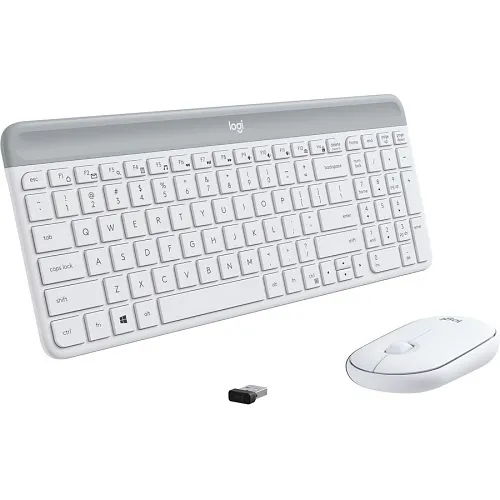 Logitech 920-009443 Slim Combo MK470 with Wireless English Keyboard and Mouse, Off-White