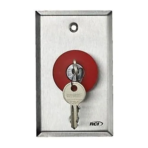 RCI 920MA32D "Emergency" Release Keyswitch / Push Button, Brushed Stainless Steel