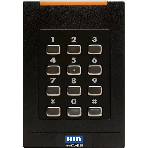 HID 921NSNNEK20000 RK40 iCLASS SE Smart Card Keypad Reader, No 125 kHz Support, 13.56 MHz Supports iCLASS Seos cards, and Mobile IDs via NFC, Wiegand, Pigtail, Standard and Mobile Ready, Black