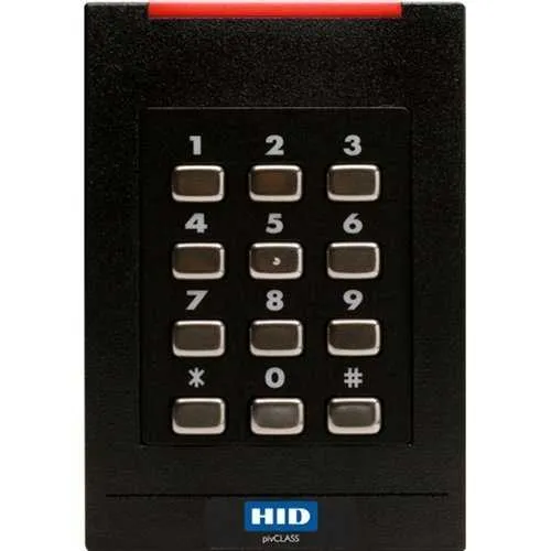 HID 921PHRTEK0002G pivCLASS SE RPK40-H Smart Keypad Reader, 125 kHz HID Prox, AWID and EM4102, 13.56 MHz Contactless PKI-Based FIPS 201, RS485 FDX, Terminal Strip, v1, FIPS 75-BIT, 4-BIT MSG, Black