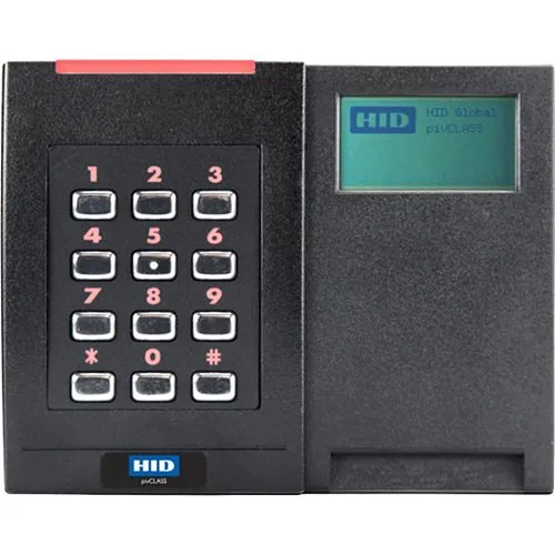 HID 923NPRNEK0000Q pivCLASS SE RKCL40-P Dual Interface Smart Card Reader with LCD, Low Frequency Off, High Frequency Standard, Sio, Seos, FIPS, CAK, PKI, RS485 Full Duplex, Pigtail, Black