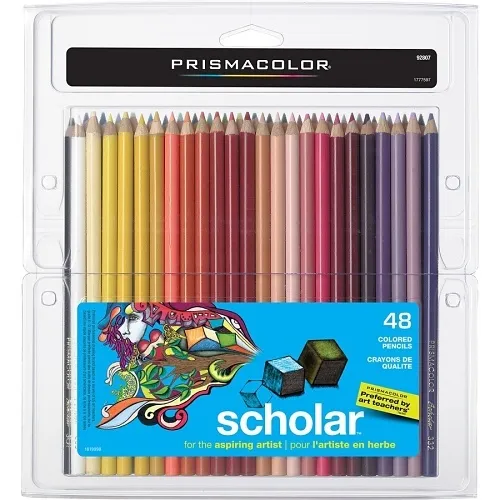 Prismacolor 92807 Scholar Colored Woodcase Pencils, Assorted Colors, 48-Pack