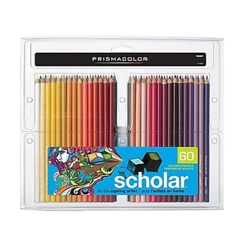 Prismacolor 92808HT Scholar Colored Woodcase Pencils, Assorted Colors, 60-Pack