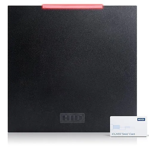 HID 940NTNTEK0006K iCLASS SE R90 Reader with Extended Read Range, Maximum Compatibility, Wiegand, Terminal Strip, Standard v1, LED Off, Flash Green, CSN 32-BIT MSB, Black