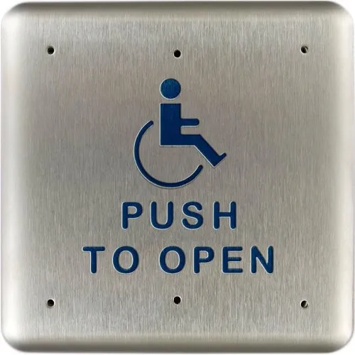 RCI 946 Push Button with Handicap Symbol and Push to Open, 4-3/4", Brushed Stainless Steel