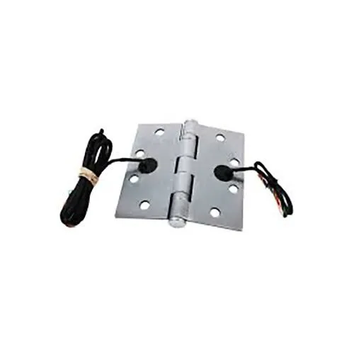 RCI 95216 Electrified Hinge, 2 + 4 Wire 4-1/2" x 4" x 5 Knuckle x 4' Lead, Brushed Chrome