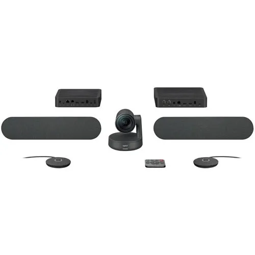 Logitech Rally Plus Ultra HD 4K Conference Camera System with Dual-Speakers and Mic Pods for Large Rooms