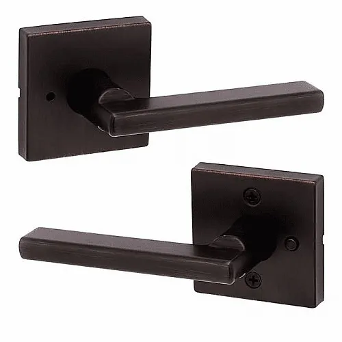 Kwikset 97300-906 730HFL SQT 11P 6AL Halifax Square Lever for Bedroom / Bathroom, Venetian Bronze