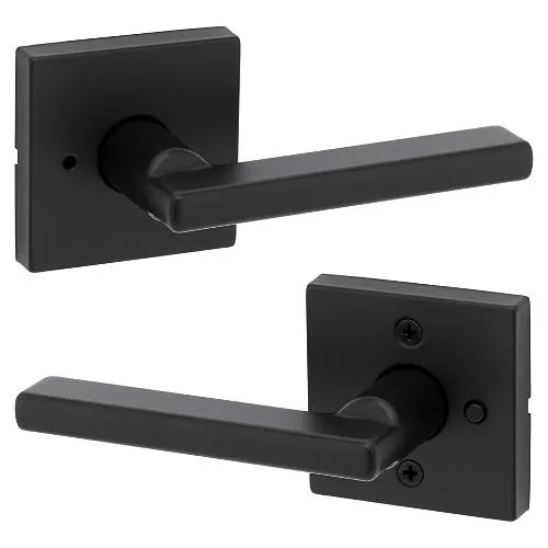 Kwikset 97300-913 Halifax Interior Privacy Door Handle with Lock for Bathroom / Bedroom, Matte Black