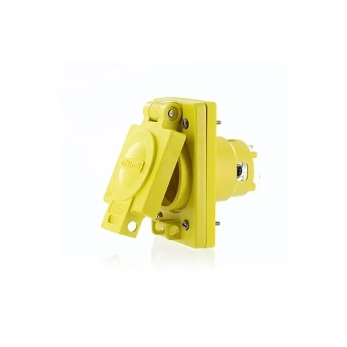 Leviton 97W74-S Single Outlet IP66 Cover 20-Pack, 14-20 Locking, 20A, 125/250V, Yellow