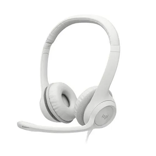 Logitech 981-001285 USB Headset H390, High-Quality Audio for Communication and Multimedia, Off-White