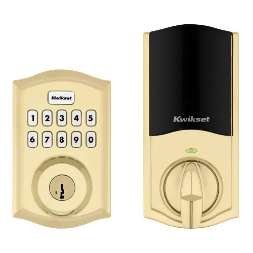 Kwikset 98935-003 HomeConnect 620 Long-Range Z-Wave Traditional Smart Lock, 920 MHz, Polished Brass