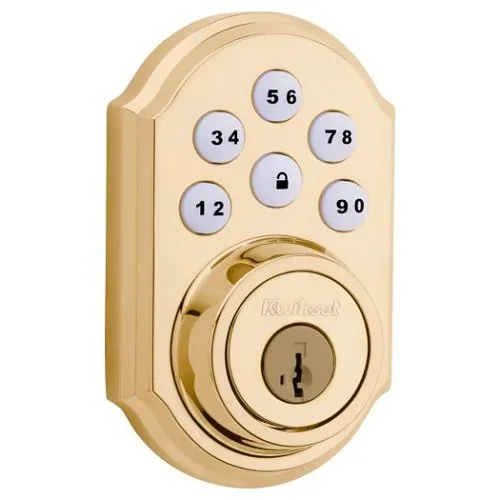 Kwikset 910 SmartCode Traditional Electronic Deadbolt with Z-Wave Technology, Polished Brass