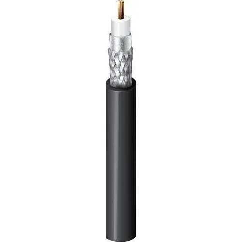Belden 9913F7 B59500 50 Ohm RG-8 Coaxial Cable, 10 AWG Bare Copper, Foil + 90% TC Braid Shield, PVC Jacket, Black, 500'
