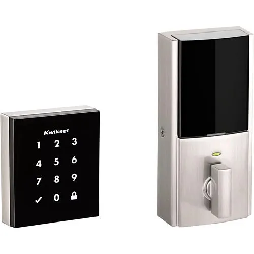 Kwikset 954 OBN ZW 15 Obsidian Keywayless Electronic Touchscreen Smart Deadbolt with Z-Wave Technology, Satin Nickel