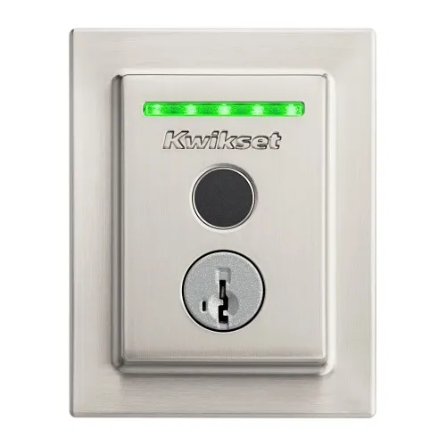 Kwikset 99590-003 15 Halo Touch Contemporary Fingerprint Wi-Fi Enabled Smart Lock, Satin Nickel