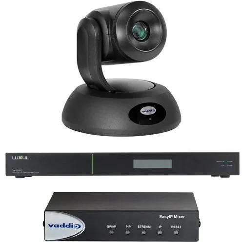 Vaddio 999-30231-000 EasyIP 20 Mixer Base Kit, Includes PTZ Camera, Switcher, and Audio Matrix, Black