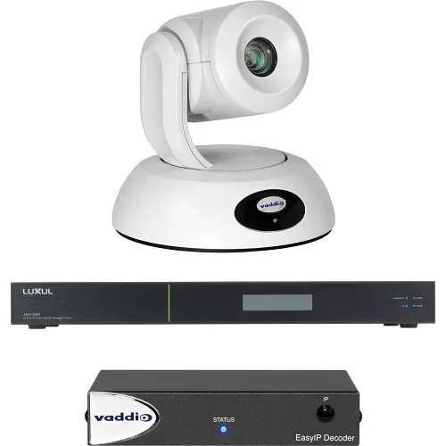 Vaddio EasyIP 20 Base Kit, (1) Professional IP PTZ Camera, (1) Decoder, (1) Network Switch, White (999-30232-000W)