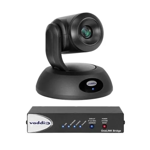 Vaddio 999-99600-200 RoboSHOT 12E HDBT OneLINK Bridge Video Conferencing System, Includes PTZ Camera and Interface, Black