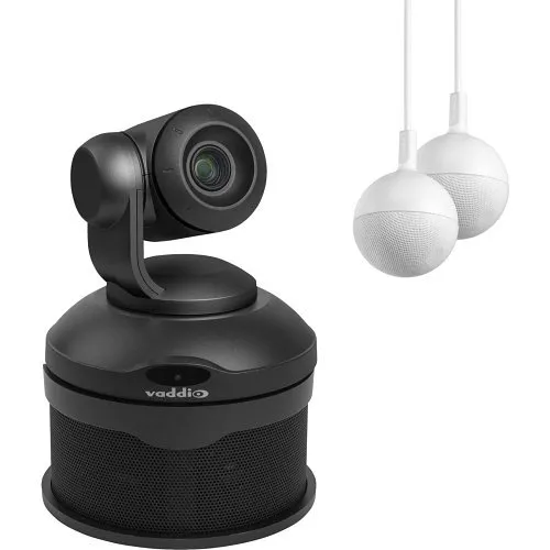 Vaddio 999-99950-200B Vaddio ConferenceSHOT AV Video Conferencing Camera Kit with (2) Ceiling Mics and (1) AV Speaker, Black