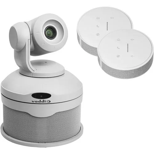 Vaddio 999-99950-400W Vaddio ConferenceSHOT AV Video Conferencing Camera Kit with (2) Table Mics and (1) AV Speaker, White