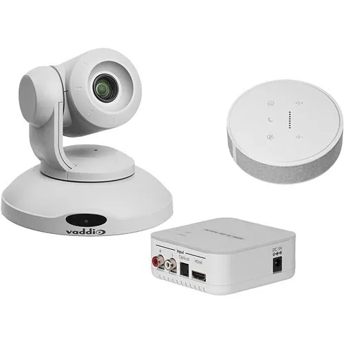 Vaddio 999-99950-500W Vaddio ConferenceSHOT AV Video Conferencing Camera Kit with (1) Table Mic and (1) HDMI Audio Embedder, White
