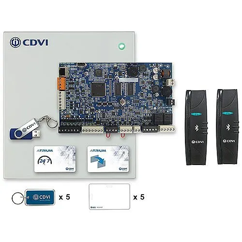CDVI A22K1BT Atrium KRYPTO Mobile-PASS Kit, Includes A22K, (2) K1BT, (5) TAG-EV2, (5) ISO25DTH, Atrium software, Master and Programming Cards