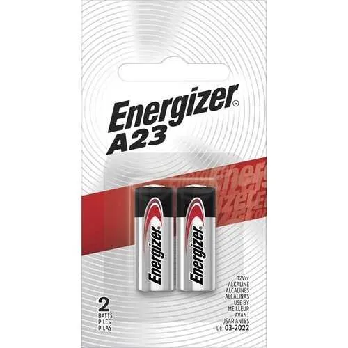 Energizer A23-BPZ-2 45mAh 12V Alkaline Button Top Batteries for Keyless Entry, 2-Pack