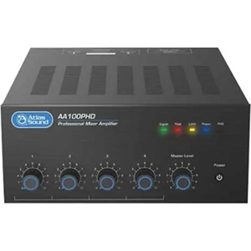 AtlasIED AA100PHD 4-Input, 100W Mixer Amplifier with Automatic System Test (PHD)
