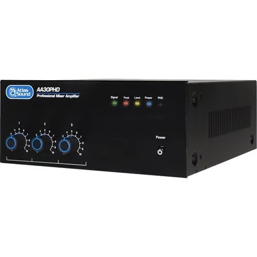 AtlasIED AA30PHD 3-Input, 30W Mixer Amplifier with Automatic System Test (PHD)