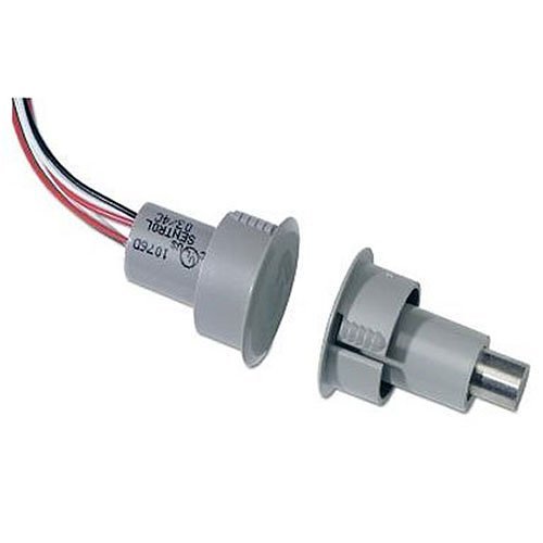 Edwards Signaling 1076-G Recessed Steel Door Magnetic Contact with Wire Leads, 1" Diameter, SPDT, 1/2" Gap Size, Single Pole-Double Throw, Gray