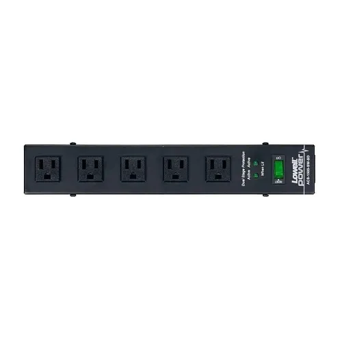 Lowell ACS-1505-SW-SD Power Strip, 5-Outlets, Switch, Surge Suppression, 12", 15Amp