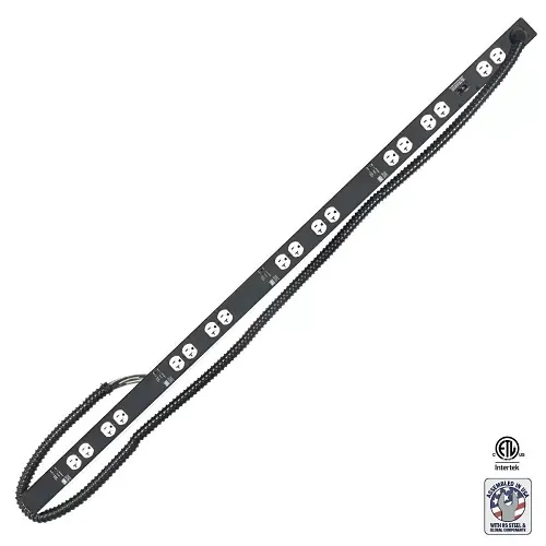 Lowell ACS-2018-5C-RPCP-HW 60" Power Strip with 18 Outlets, 5 Circuit, Surge Suppression, Remote Terminal