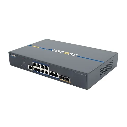 AurCore AES2001P AES2000 Series 8x1GE Base-T, 2x1GE Base-T, 2x1GE SFP, L2+ Managed PoE+ Switch, 130W PoE Budget, 24Gbps