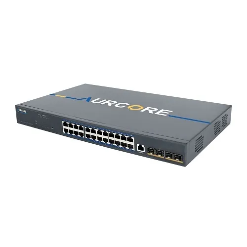 AurCore AES4001P AES4000 Series 24x1GE Base-T, 4x10GE SFP+, L3 Managed PoE+ Switch, 370W PoE Budget, 128Gbps