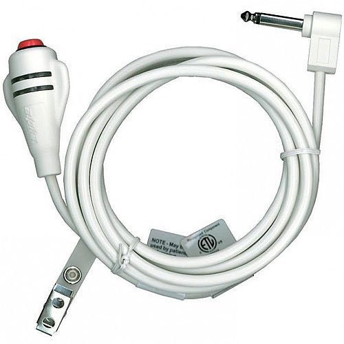 Alpha SF301/8 Single Call Cord for Bed Station, 8', 1/4" Male Phono Plug, White Cable, Red Button