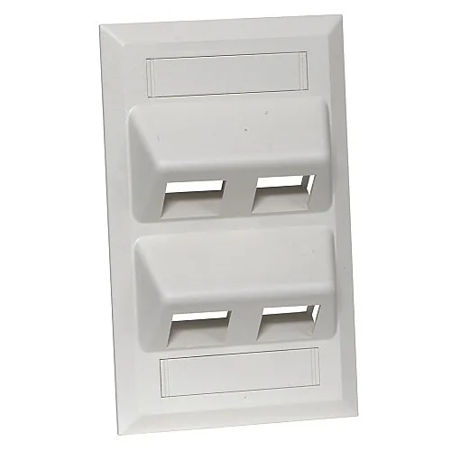 Hubbell AFP14 Single-Gang Keystone Wallplate, Angled, 4-Port, Light Almond