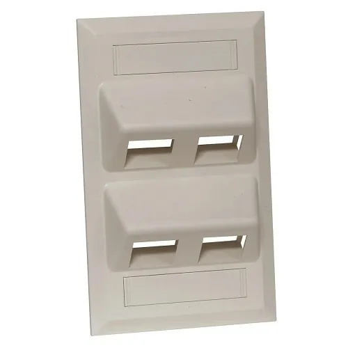 Hubbell AFP14E Single-Gang Keystone Wallplate, Angled, 4-Port, Electric Ivory