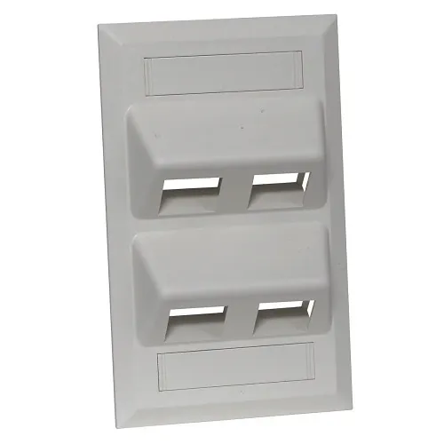 Hubbell AFP14G Single-Gang Keystone Wallplate, Angled, 4-Port, Gray