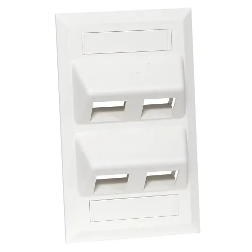 Hubbell AFP14W Single-Gang Keystone Wallplate, Angled, 4-Port, White