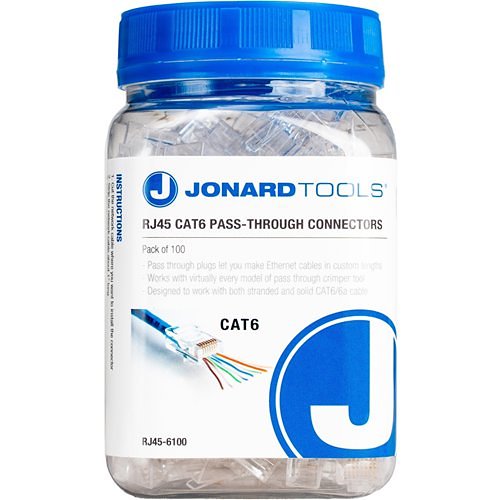 Jonard Tools RJ45-650 Rj45 CAT6 Pass-Through Connectors, 50-Pack